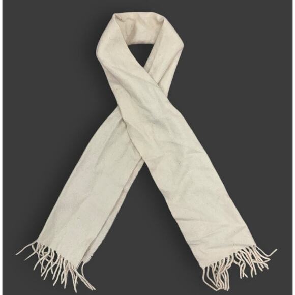 Vintage 100% Cashmere Scarf by Perry Ellis in White Luxury Made in Germany - Picture 1 of 5